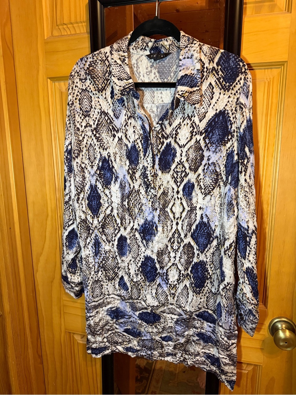 Blue and White Snake-Print Tunic